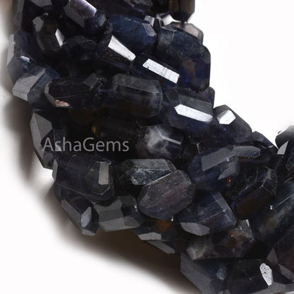 Natural Blue Iolite Faceted Nuggets Tumble Shape Gemstone Beads,14"Strand Iolite Beads, Fine Iolite Indian Handcut Tumble Bead Jewelry Craft