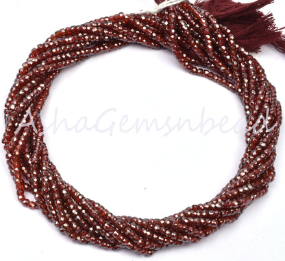 13" Strand Beautiful Red Zircon Micro Cut Rondelle Faceted Gemstone Beads 3 mm,AAA Quality Cubic Red Zircon Machine Cut Bead Jewelry Crafts