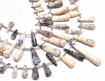 Natural Dendrite Opal Fancy carving Beads, Dendrite Opal Carve Teardrop Beads, Opal Cared Long Drops Beads, Dendritic Opal carve Beads SALE