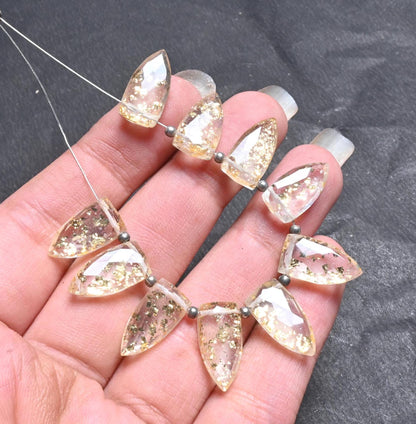 Natural Crystal Quartz Doublet Fancy Arrow Shape faceted Beads,8-16mm Crystal Gold Foil Doublet Side Drill Briolette Bead Jewelry Craft SALE (18705)
