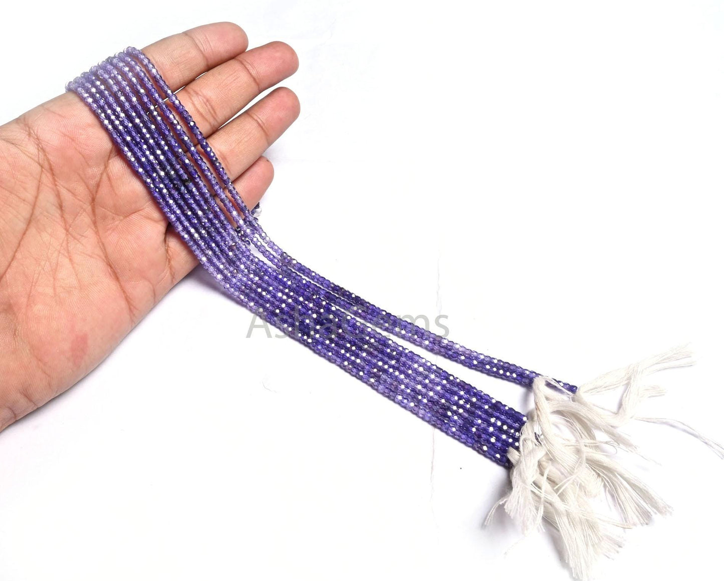 AAA Quality Shaded Purple Zircon Micro Machine Cut Rondelle Gemstone Beads, 13" Purple Blue Zircon Faceted Rondelle Beads Jewelry Necklace