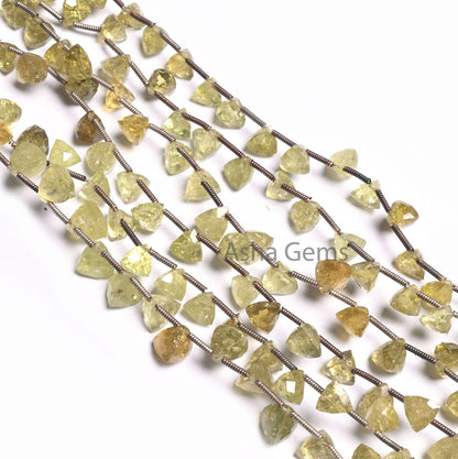 Natural Peridot fancy Pyramid Shape Beads,8"Green Peridot Side Drill Trillion Gemstone faceted Bead, Peridot Samosa Beads Jewelry Craft SALE (AG 18538)