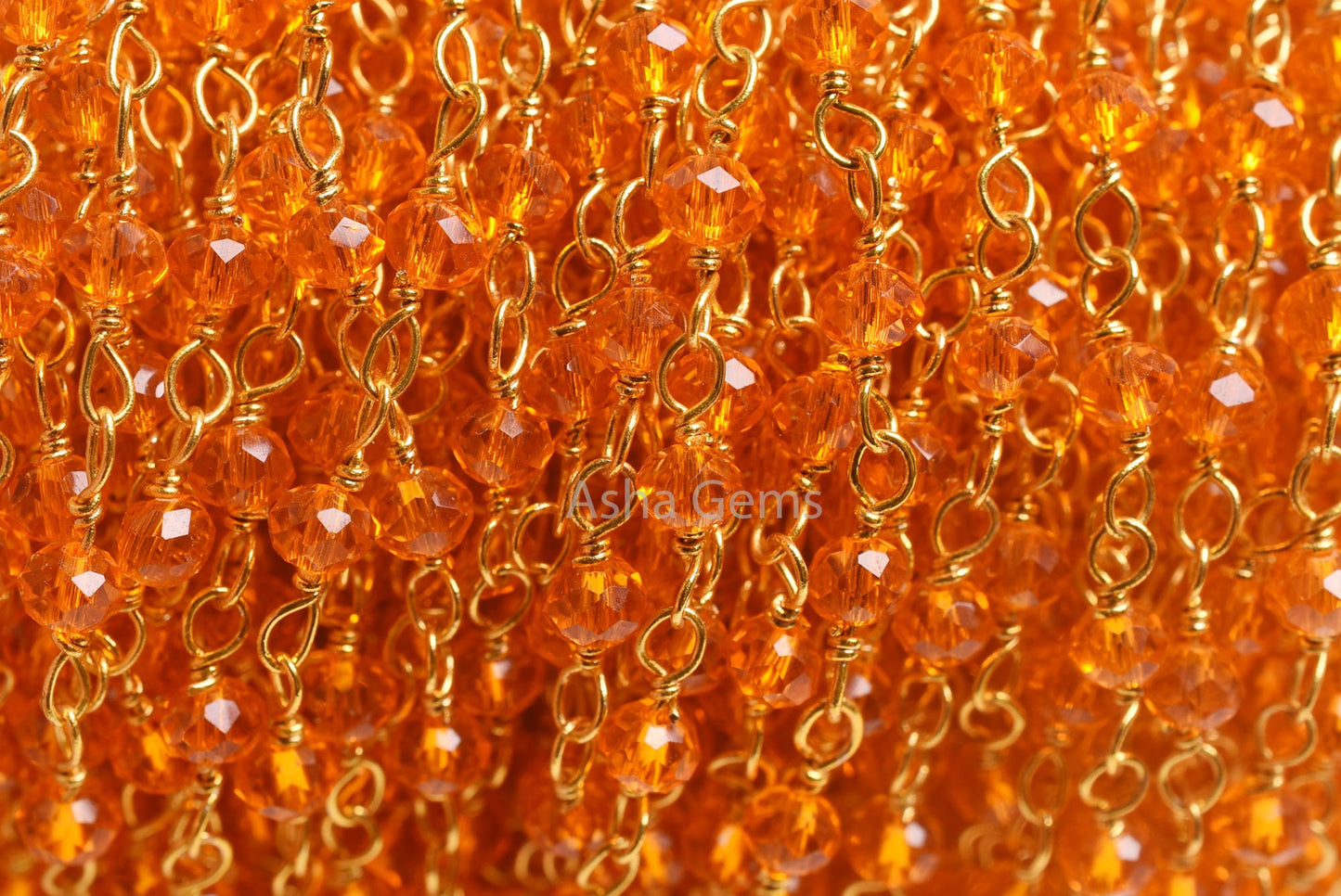 AAA Fanta Orange Hydro Faceted Rondelle Beads Rosary Chain,3-3.5 mm Gold Plated wire Wrap Handmade Rosary Chain By Feet Jewelry making Craft