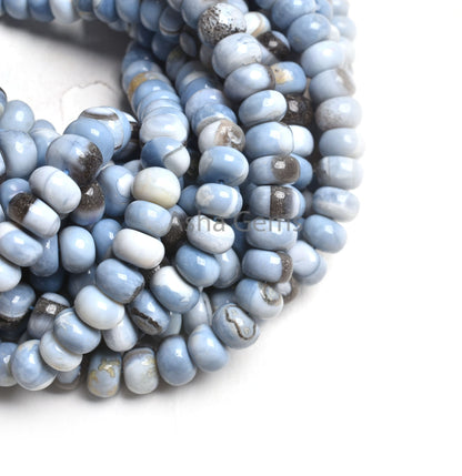 Beautiful Blue Boulder Opal Smooth Rondelle Shape Gemstone Beads, Blue Opal Beads Strand Boulder Opal Plain Handmade Loose Bead Jewelry SALE
