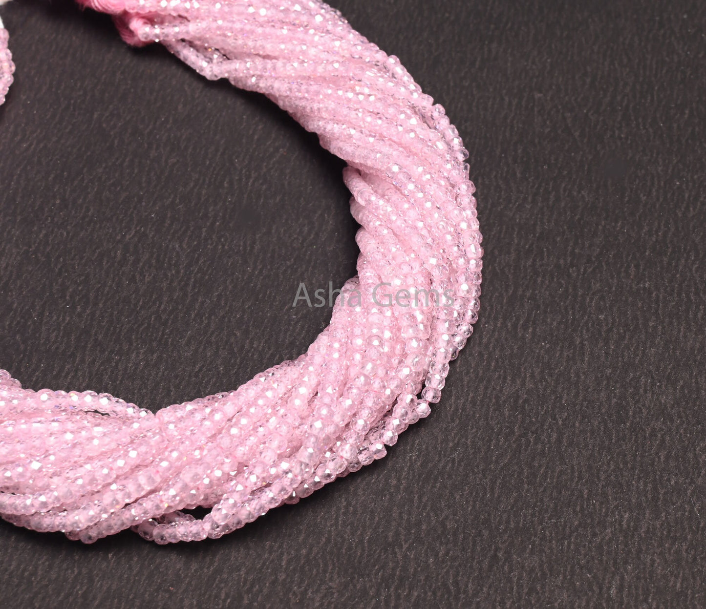 Beautiful Pink Color Zircon Faceted Rondelle Beads,3 mm Baby Pink Zircon Micro Cut Beads, AAA Rose Pink Zircon Machine Cut Bead Jewelry SALE