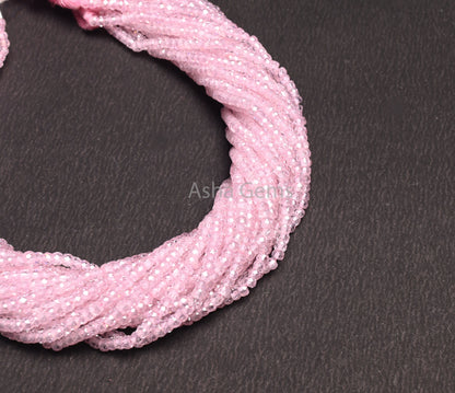 Beautiful Pink Color Zircon Faceted Rondelle Beads,3 mm Baby Pink Zircon Micro Cut Beads, AAA Rose Pink Zircon Machine Cut Bead Jewelry SALE