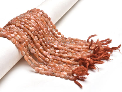 Natural Sunstone Smooth Nugget Gemstone Beads,13" Strand Red Sunstone Plain Handmade Uneven Oval Nugget Beads, Sunstone Bead Jewelry Crafts