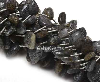 Beautiful Black sunstone Fancy Shape Beads,8" Strand Sunstone Side Drill Keri Shape Gemstone Handmade Beads Sunstone Beads For Jewelry Craft