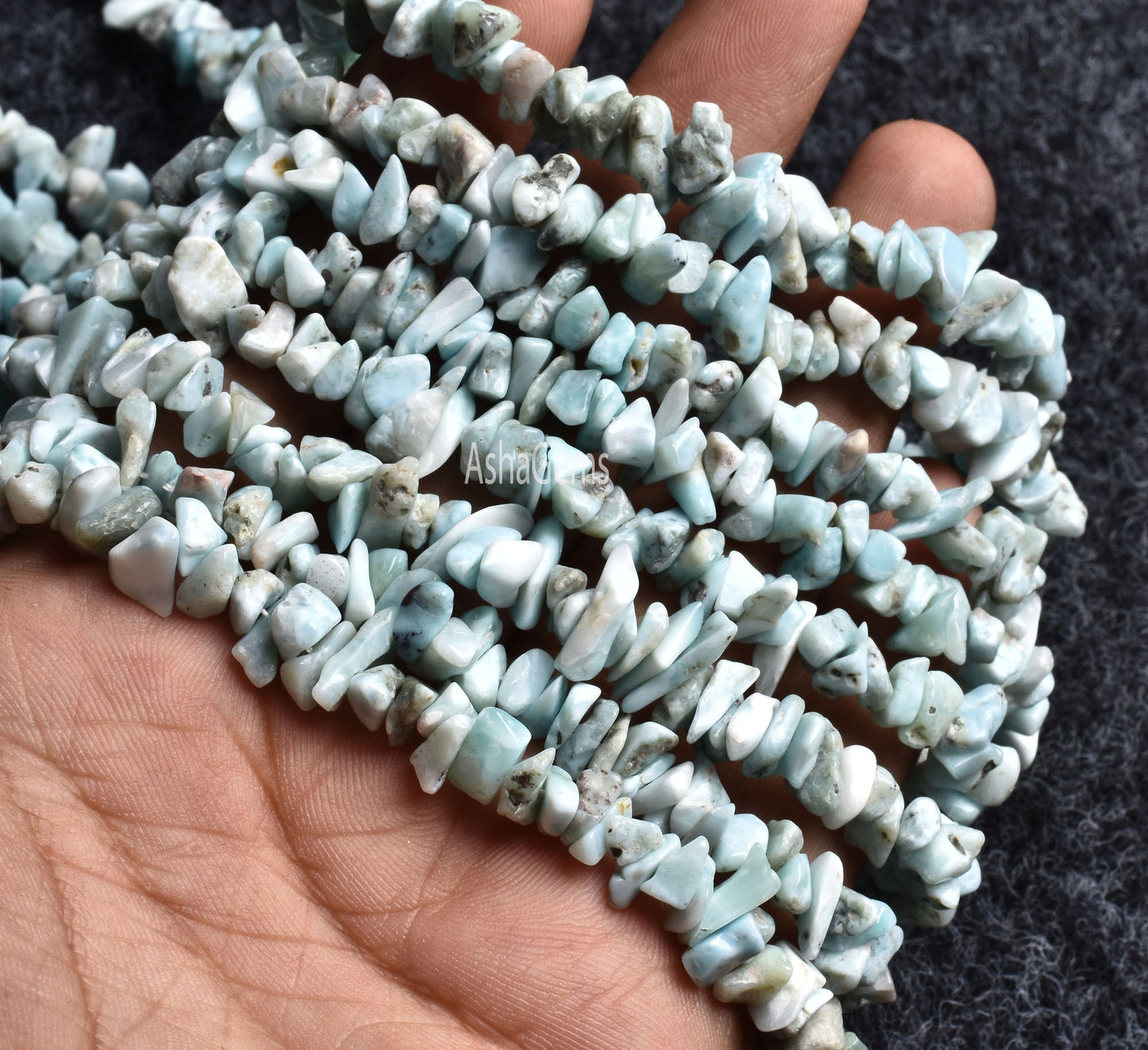 Natural Blue Larimar Uncut Chips Gemstone Beads,34" Strand Larimar Smooth Raw Rough Tiny Nugget Beads, Larimar Beads Jewelry Craft Necklace
