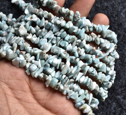 Natural Blue Larimar Uncut Chips Gemstone Beads,34" Strand Larimar Smooth Raw Rough Tiny Nugget Beads, Larimar Beads Jewelry Craft Necklace