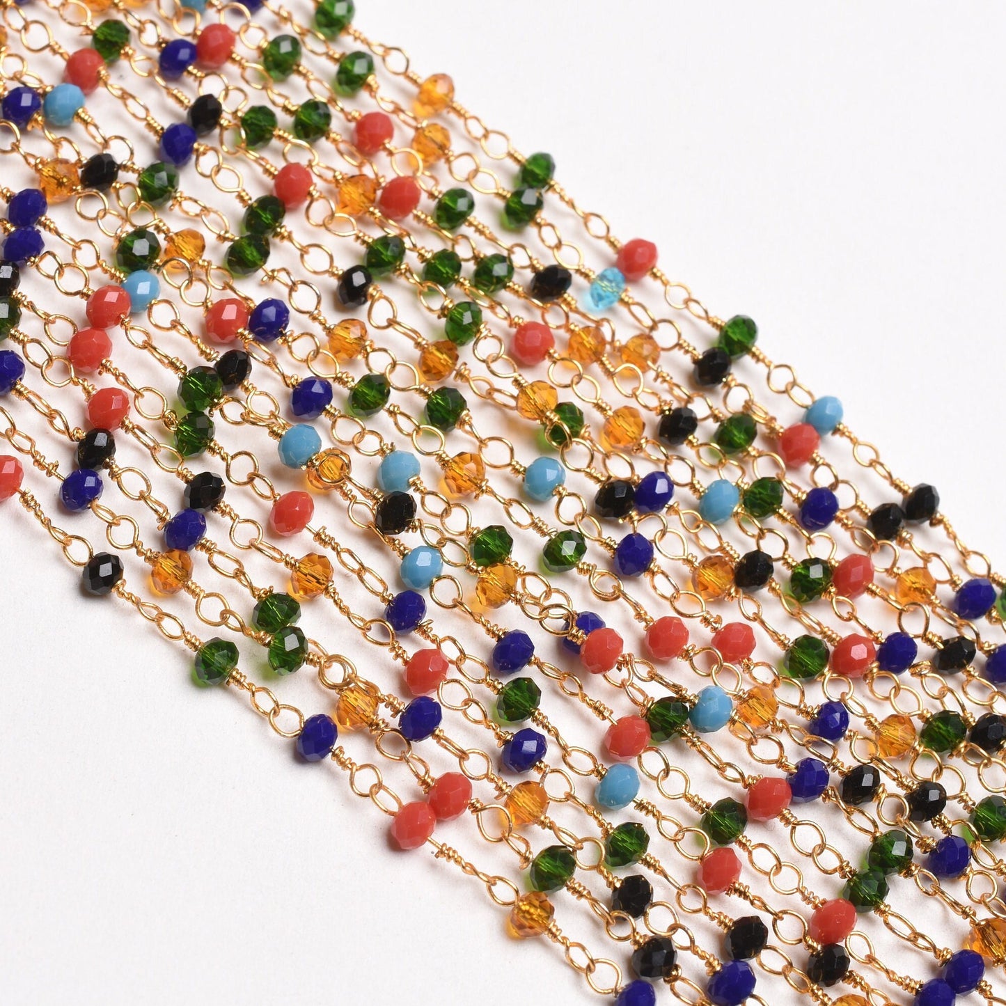 Beautiful Multi Disco Hydro Faceted Rondelle Beads Rosary Chain Gold Plated Wire Wrap Jewelry Making Beaded handmade Colorful Chains Jewelry