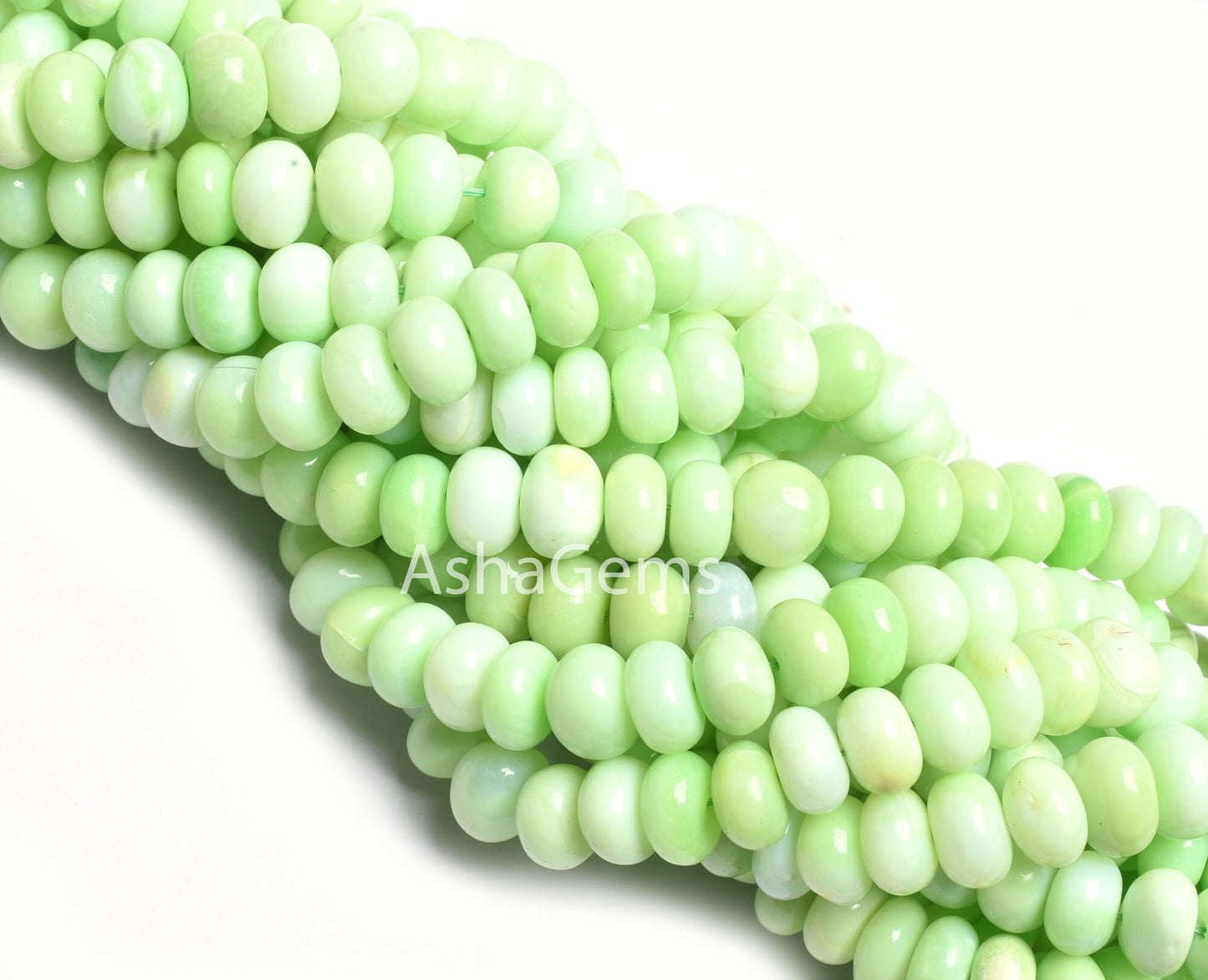 Beautiful Green Parrot Opal Smooth Rondelle gemstone Beads,16"Strand,8,10 mm Shaded Green Opal Plain handmade Beads Opal Bead Jewelry Crafts