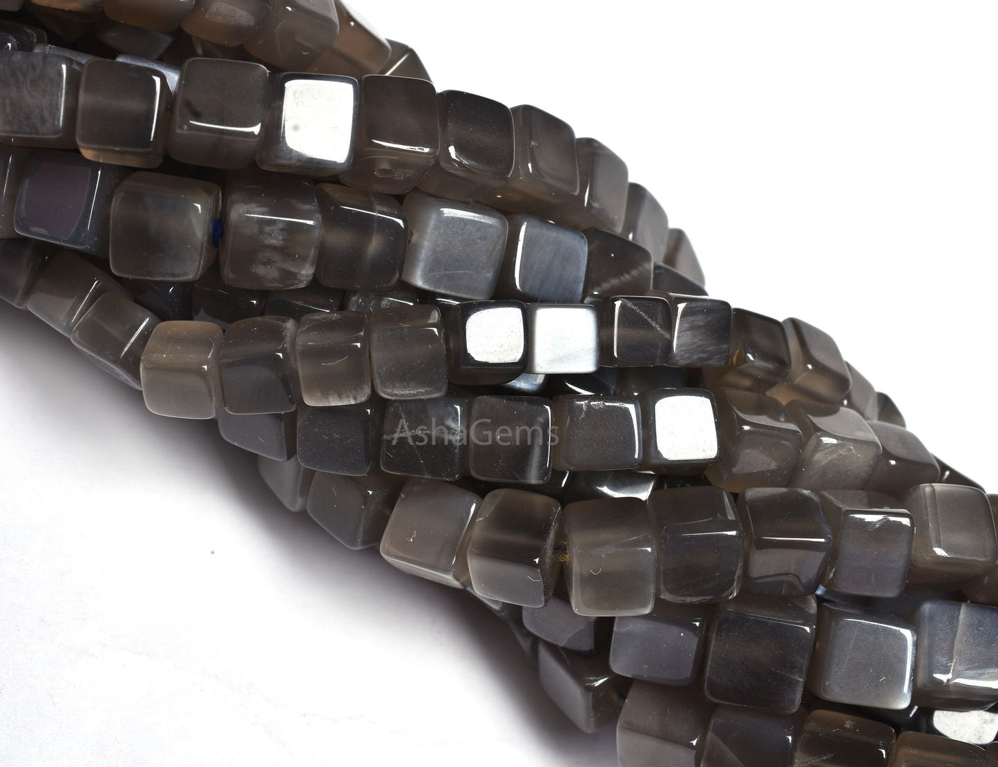 Beautiful Gray Moonstone Smooth Box Shape Beads, Natural Grey Moonstone 3D Cube Box Gemstone Beads, Moonstone Handmade Indian Beads jewelry