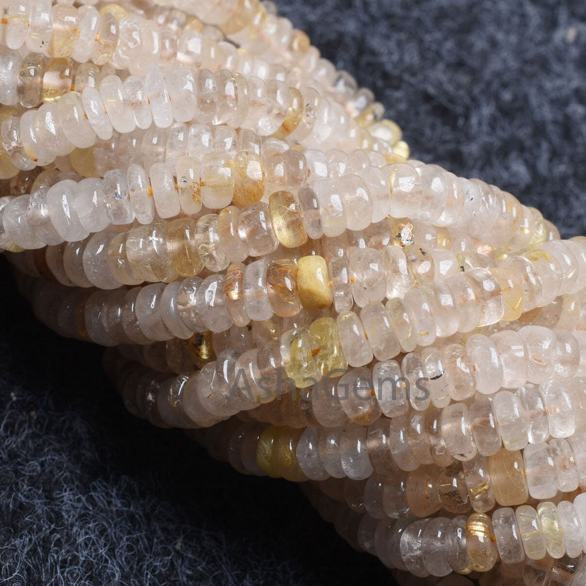 Golden Rutile heishi Tyre Shape Gemstone Beads,5 mm Natural Rutile Beads Tyre,8/16"Strand Yellow Rutile Smooth Handmade Flat Wheel Bead SALE