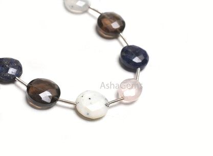 Beautiful Mix Gemstone Faceted Coin+3Piece Rose Quartz Oval Beads, Multi Color Stone Briolette Straight Drill Bead Jewelry Making Craft SALE