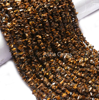 34" Strand Natural Tiger Eye Gemstone Uncut Chips Beads, Fine Quality Yellow Brown Tiger Eye Uneven Polish raw rough beads jewelry Tiger Eye