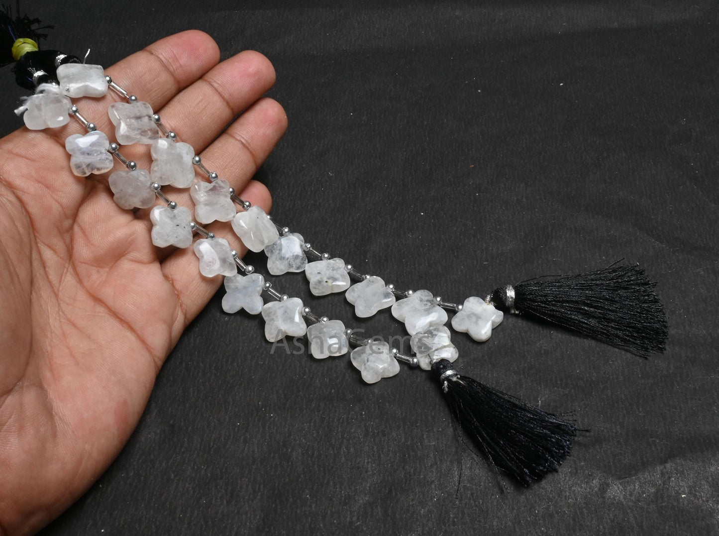 Beautiful White Rainbow Moonstone Carve Flower Gemstone Beads, Blue Fire Rainbow carving handmade Fancy Side Drill Beads Jewelry Craft SALE