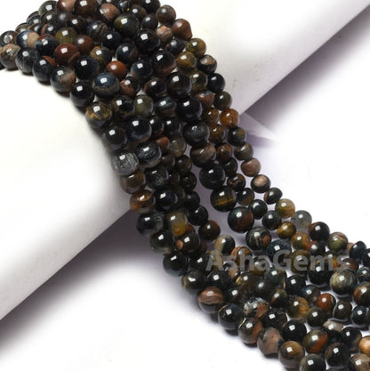 Amazing Black Tiger Eye Smooth Round ball Beads, Tiger Eye Beads,13" Strand Black Tiger Plain Round Shape Gemstone Beads Jewelry Crafts SALE