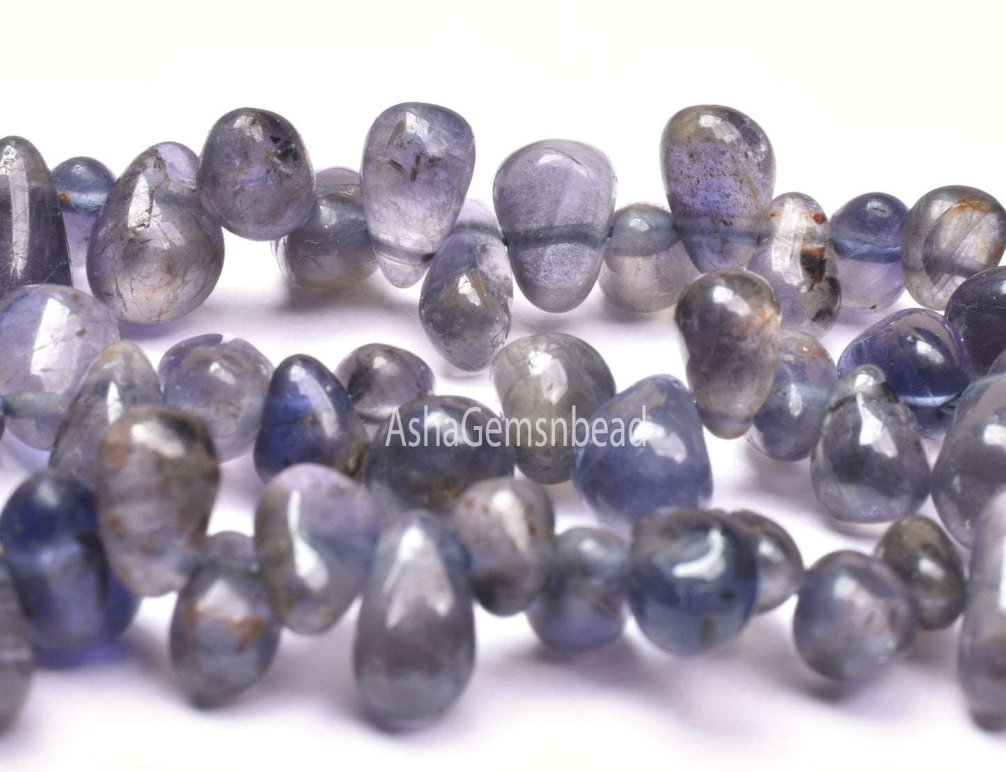 Beautiful Blue Iolite smooth Drops Shape Beads, Natural Iolite Side Drill Drops,13" Iolite Plain Teardrop Handmade Iolite Beads Jewelry SALE