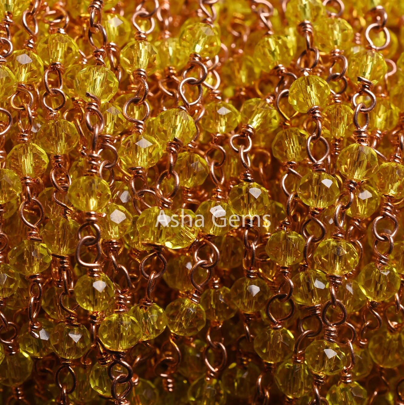 AAA Lemon Quartz Hydro Micro Cut Beads Rosary Chain Gold,Rose Gold Plated Wire Wrap Rondelle Beaded Handmade Chain Jewelry Making Chain SALE
