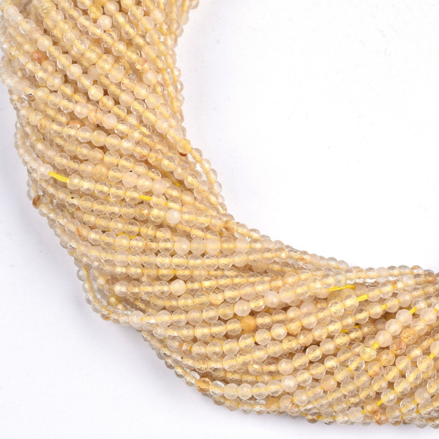 2.5 mm Beautiful Yellow Quartz Micro Cut Rondelle Beads,13"Golden Quartz Machine Cut Faceted Gemstone Beads, Quartz Bead Jewelry Making SALE