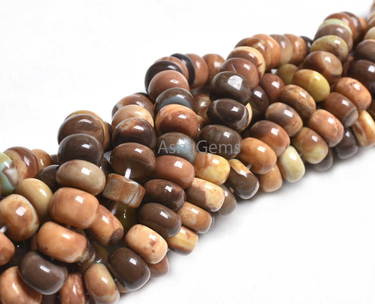 8mm Beautiful Opal Smooth Gemstone Loose Beads, Shaded Brown Yellow Opal Plain Rondelle Beads, Boulder Opal Gemstone Bead Jewelry Craft SALE