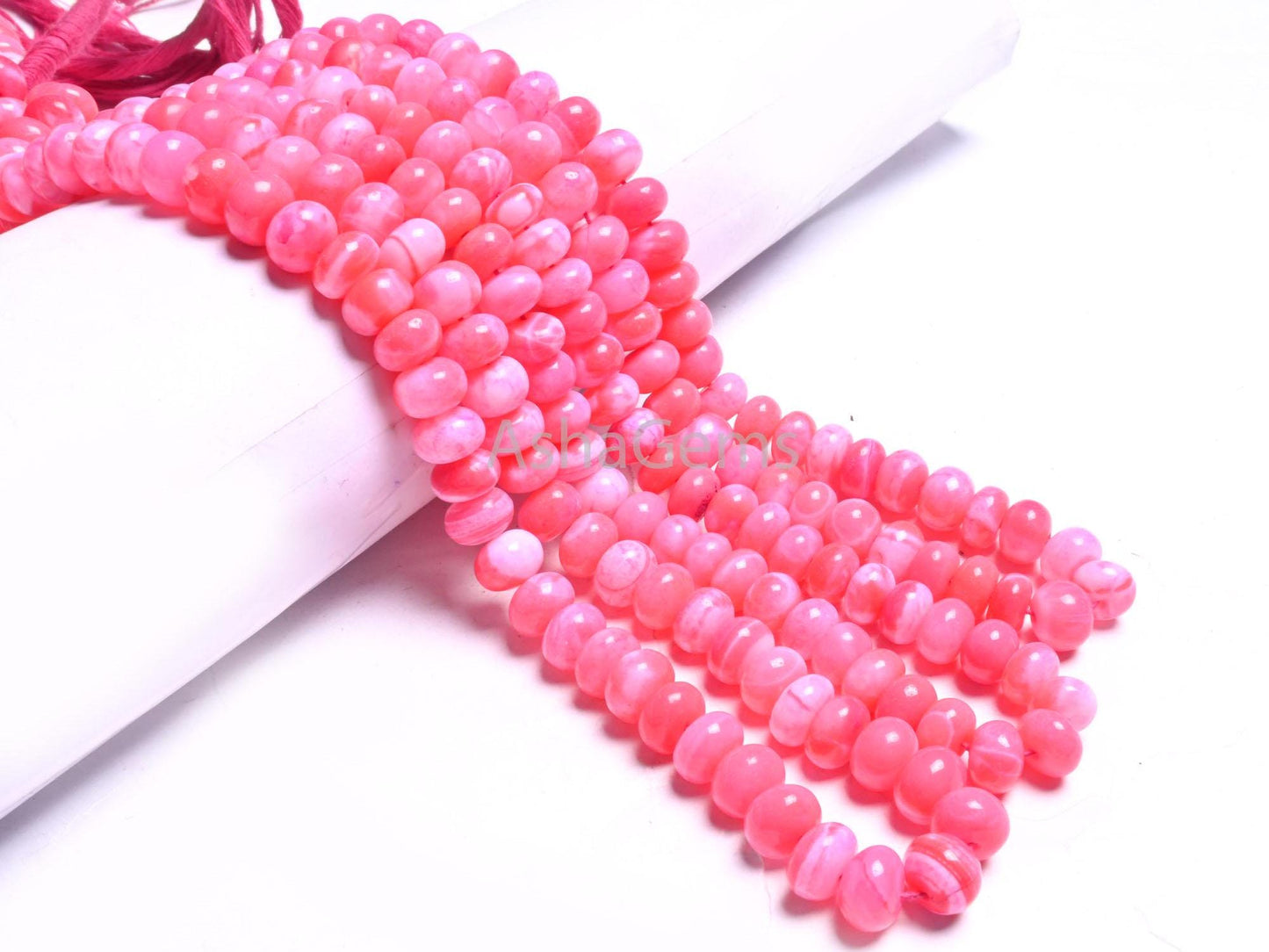 Beautiful Pink Opal Smooth Rondelle Beads,8/16"Strand Hot Pink Opal Shaded Handmade Gemstone Bead, Opal Bead For Necklace Jewelry Craft SALE