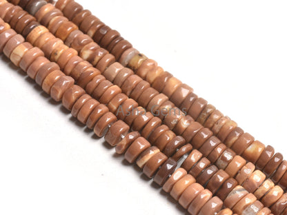 8 mm Beautiful Shaded Brown Opal Smooth Tyre Shape Beads, Chocolate color Opal Handmade Plain Flat Tyre Gemstone Opal Beads Necklace Jewelry
