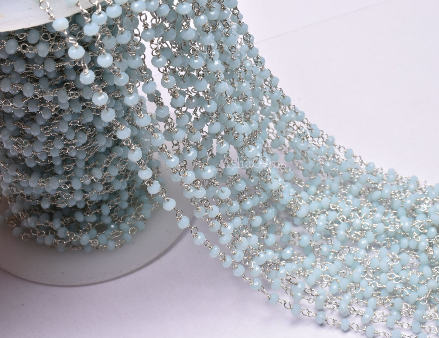 3,5,10,50 Feet Aqua Chalcedony Hydro Rondelle Faceted Beaded Rosary Chain gold Silver black Plated Wire Jewelry Making Finding,Size 3-3.5 mm