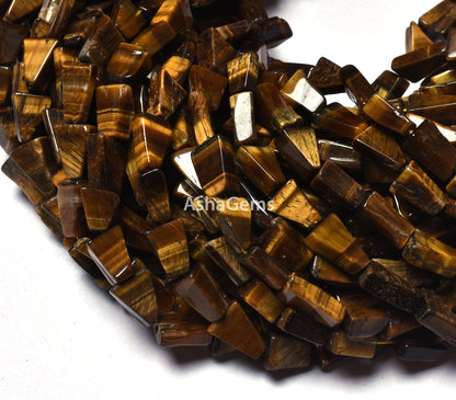 Beautiful Tiger Eye Smooth Fancy Shape Gemstone Beads,13", Tiger Eye Handmade Triangle Shape Beads Indian, Tiger Eye Beads For Jewelry Craft