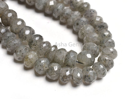 Black Dot Quartz Faceted Rondelle Shape Beads,7"Strand Natural Black Dot Quartz Beads, Quartz Faceted Gemstone Loose Bead Jewelry Craft SALE
