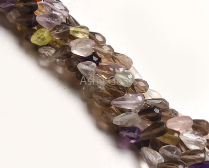Natural Color Stone Faceted Drop Shape Beads, Fine Quality Multi Color Disco Beads, Mix Gemstone Teardrop Straight Drill Jewelry Crafts SALE