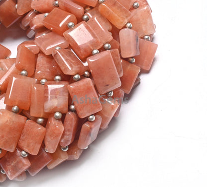 Fine Peach Quartz Fancy Chicklet Handmade Beads,9" Strand Pink Quartz Rectangle Shape Straight Drill Gemstone Loose Bead Jewelry Making SALE