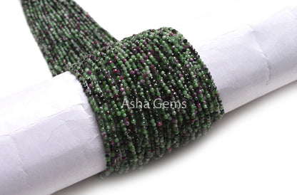 Natural Ruby Zoisite Micro Cut Faceted Gemstone Beads,2.5 mm Rare Ruby Zoisite Machine Cut Rondelle Beads, Ruby Zoisite Bead Strand Jewelry