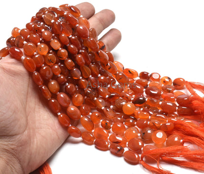 10" Strand Red Carnelian Handmade Oval shape smooth Beads, Carnelian Uneven Oval Straight Drill Gemstone Carnelian Bead Jewelry Crafts SALE