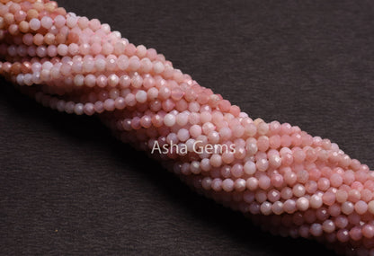 3.2 mm AAA Pink Opal Machine Cut Gemstone Beads,13" Strand Natural Pink Opal Beads, Shaded Pink Opal Micro Cut Rondelle Faceted Bead Jewelry