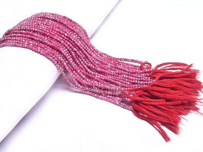 AAA Moonstone Pink Coated Micro Faceted Beads, 2.8-3 mm Natural Moonstone Pink Coated Machine Cut Rondelle Moonstone Gemstone Beads Jewelry