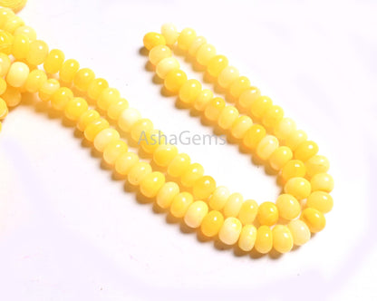 AAA Quality Pastel Yellow Opal Smooth Rondelle Gemstone Loose Beads,8 mm Yellow Opal Plain Handmade Bead Jewelry making Craft Sale Opal Bead