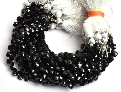 5mm AAA Quality Natural Black Spinel Faceted Heart Shape Beads, Black Spinel Machine Cut Tiny Heart Briolette Gemstone Bead  Jewelry Makings
