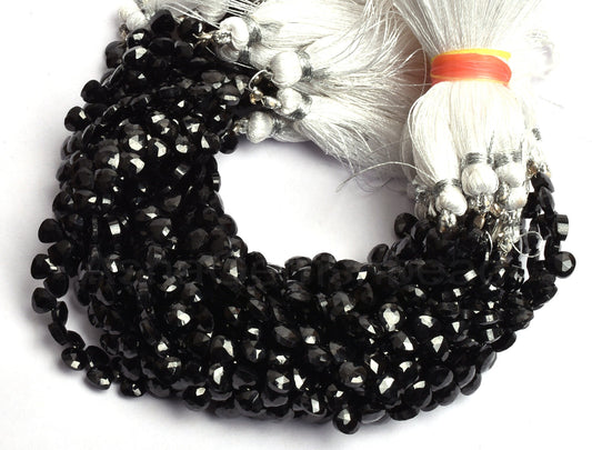 5mm AAA Quality Natural Black Spinel Faceted Heart Shape Beads, Black Spinel Machine Cut Tiny Heart Briolette Gemstone Bead  Jewelry Makings