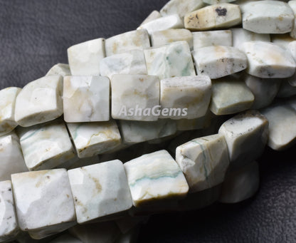Beautiful Green Dot Opal Faceted Rectangle Shape Beads,8" Strand Opal Chiclet Beads, Opal Faceted Uneven Rectangle Beads handmade For Crafts