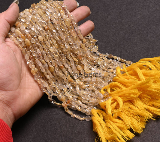 Natural Golden Rutile Smooth Tiny Nugget Gemstone Loose Beads, Beautiful Golden Rutile Plain Handmade Nugget Shape Rutile Bead Jewelry Craft (AG 22275)