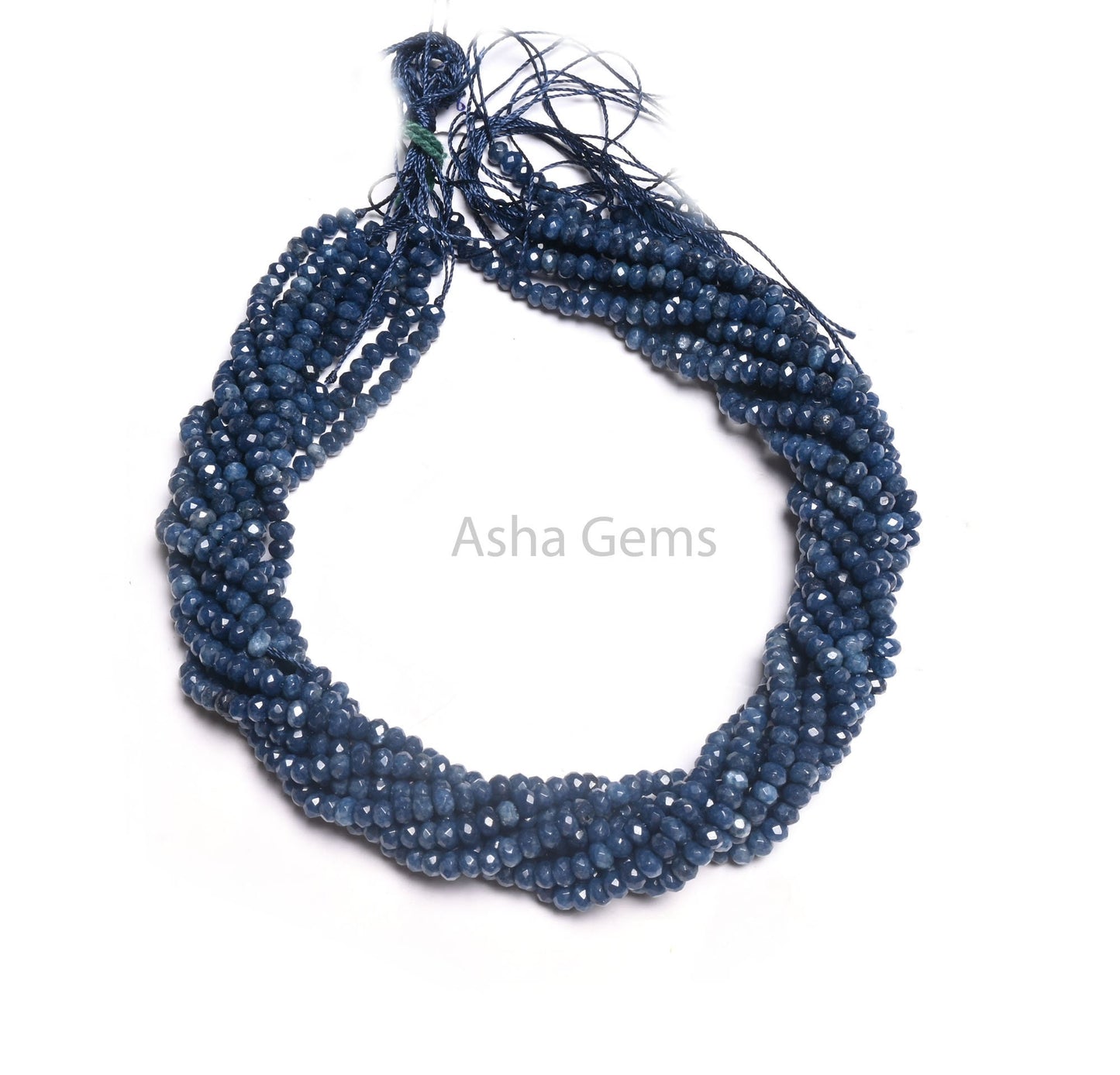 4.5 mm Fine Blue Jade Quartz faceted Rondelle Shape Beads, Blue Sapphire Color Jade Quartz machine cut Gemstone Beads Jewelry makings Crafts