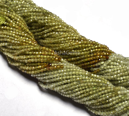 Beautiful Natural Grossular Garnet Rondelle Faceted Gemstone Beads 2mm AAA Quality Shaded Green Grossular Garnet Bead For Jewelry Craft SALE