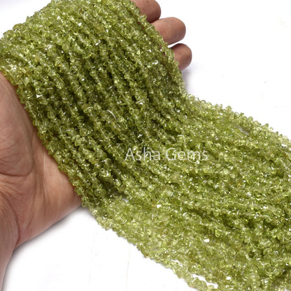 34" Strand Peridot Uncut Chip Beads, Natural Green peridot Smooth Raw Rough Bead, AAA Peridot Beads Gemstone Uneven tiny Bead Jewelry Crafts (AG 10329)