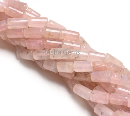 Natural Pink Rose Quartz Fancy uneven Pipe Gemstone Beads,9" Strand Rose Quartz Smooth Tube Shape Straight Drill Handmade Beads Jewelry SALE