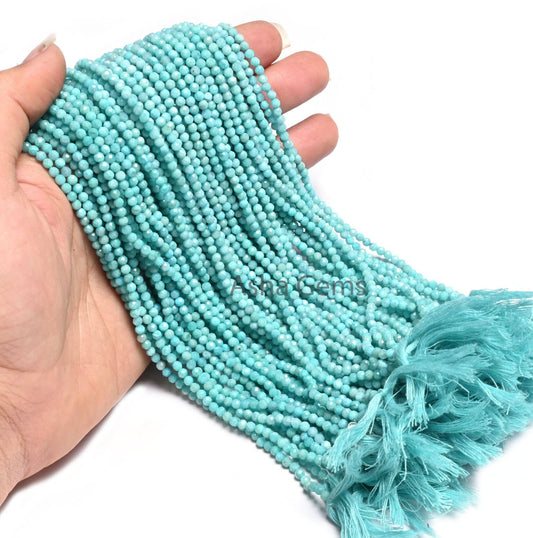 3 mm Beautiful Blue Amazonite Micro Cut Faceted Rondelle Beads Natural Amazonite Machine Cut Beads,13" Fine Amazonite Beads Jewelry Crafts