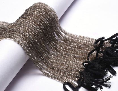 AAA Quality Natural Smoky Quartz Faceted rondelle Beads,13"Strand light Smoky Machine Cut Beads Gemstone smoky bead For Jewelry Making Craft