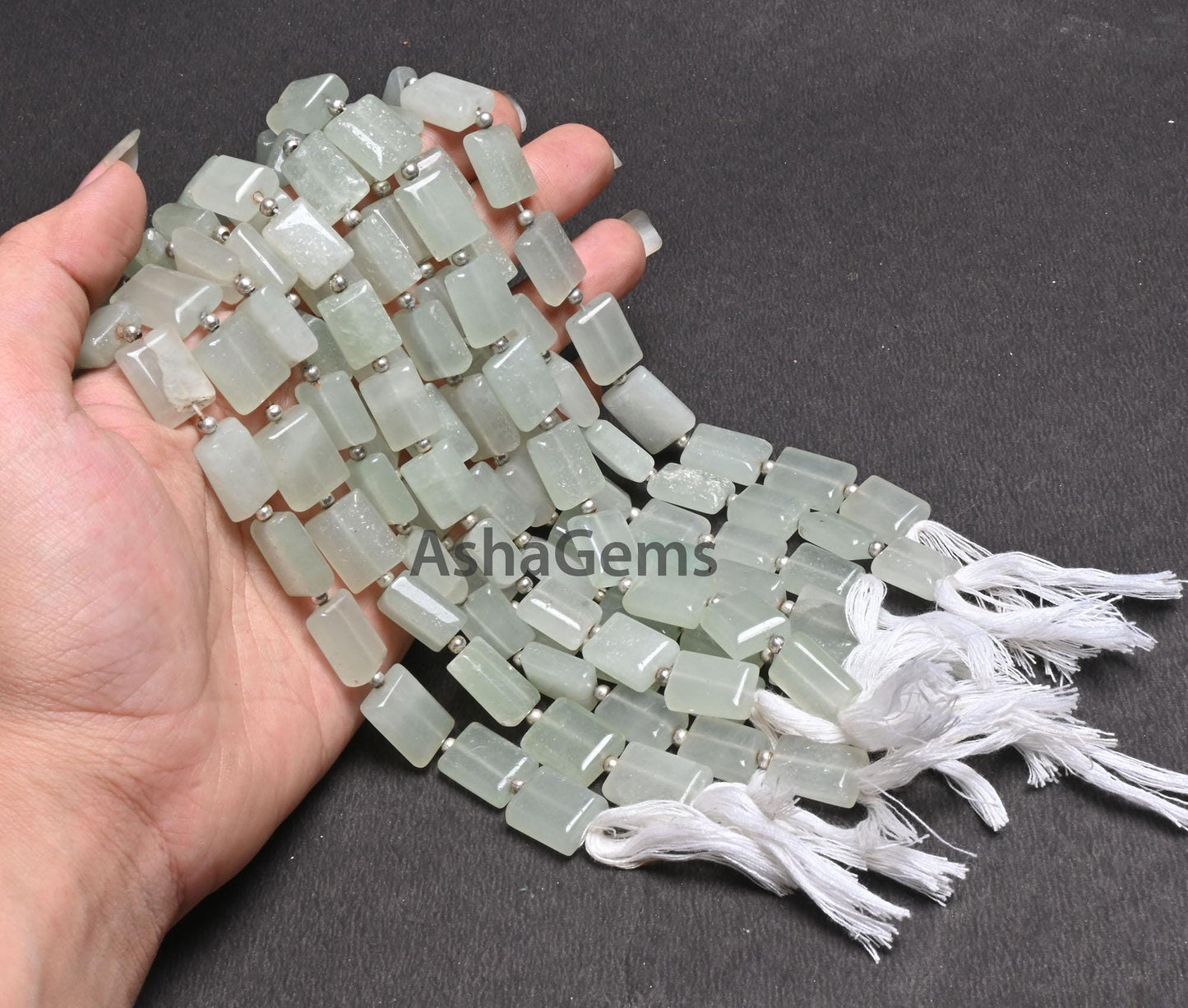 Light Green Aventurine Smooth handmade Rectangle Shape Beads,9" Fine Aventurine Chicklet Straight Drill Gemstone Margaj Beads Jewelry Crafts