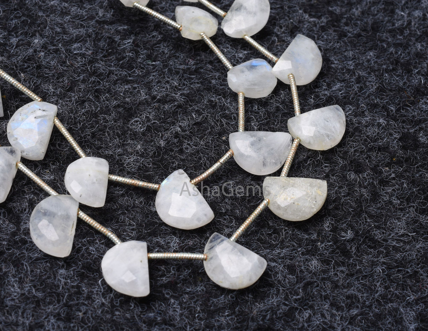 Natural rainbow Moonstone Fancy D Shape Gemstone Beads, Flashy White rainbow Moonstone Faceted Half Moon Briolette Beads Jewelry Craft Sale